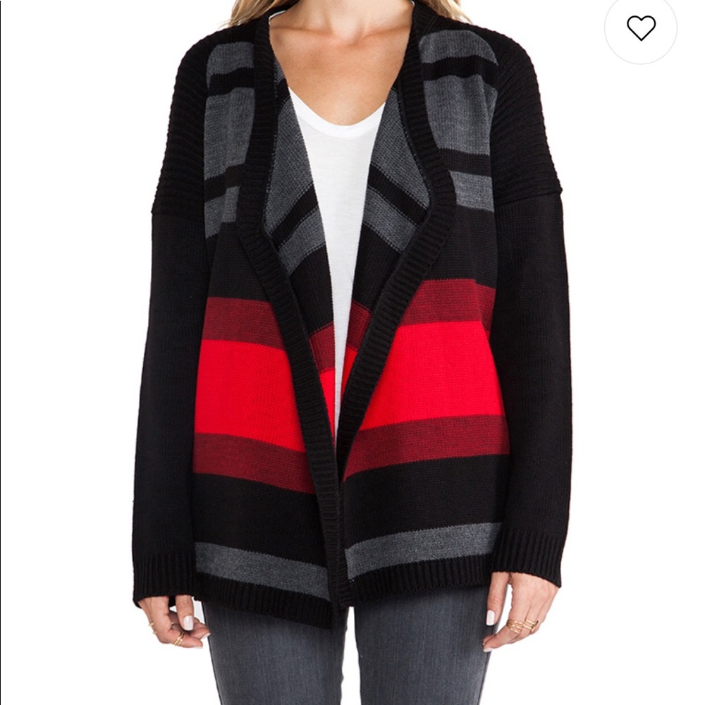 Cozy Bb Dakota  STRIPED CARDIGAN IN BLACK/RED - Picture 4 of 4